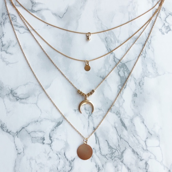 Jewelry - Boho Layered Pendant Gold Necklace
